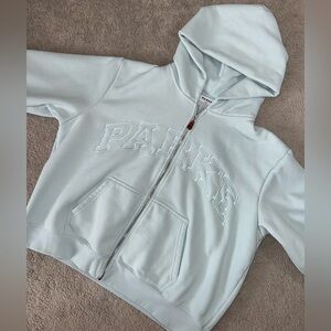 Parke Monochrome Varsity Zip Up Hoodie (L/XL) in Arctic